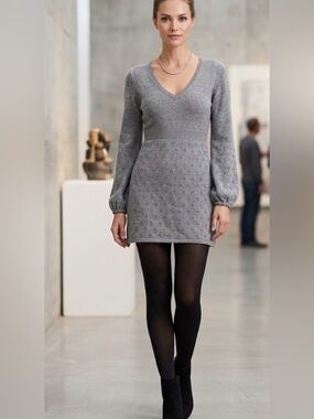 Kaisely Mini dress sweater gray wool bland
